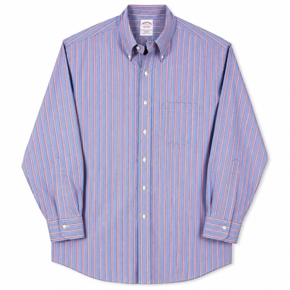 Brooks Brothers Traditional Fit Dress Shirt Men 16-32 Blue Pink Striped Button